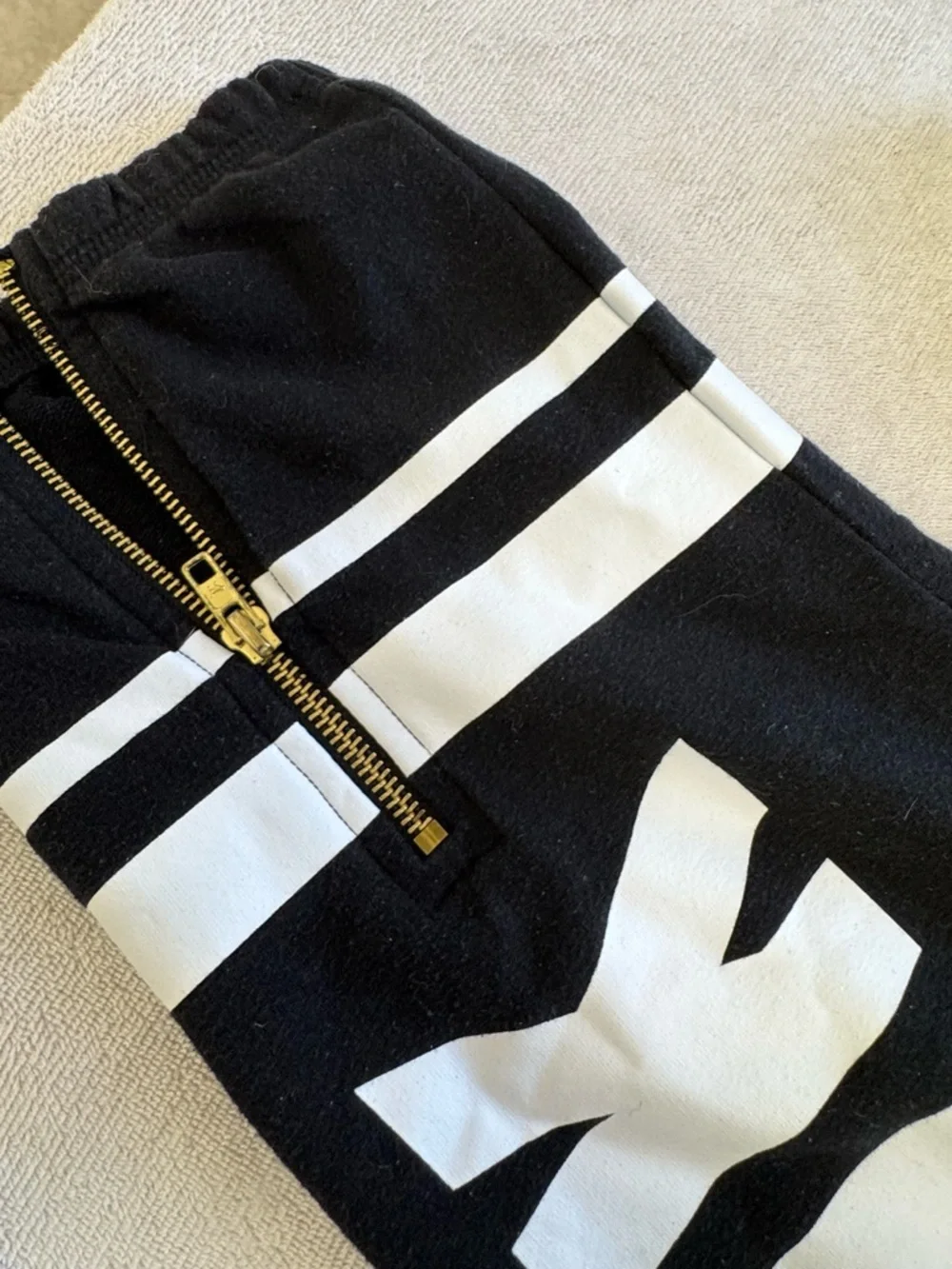 PINK Victoria's Secret Black Jogger Pants with White Logo Stripes - Picture 2 of 7